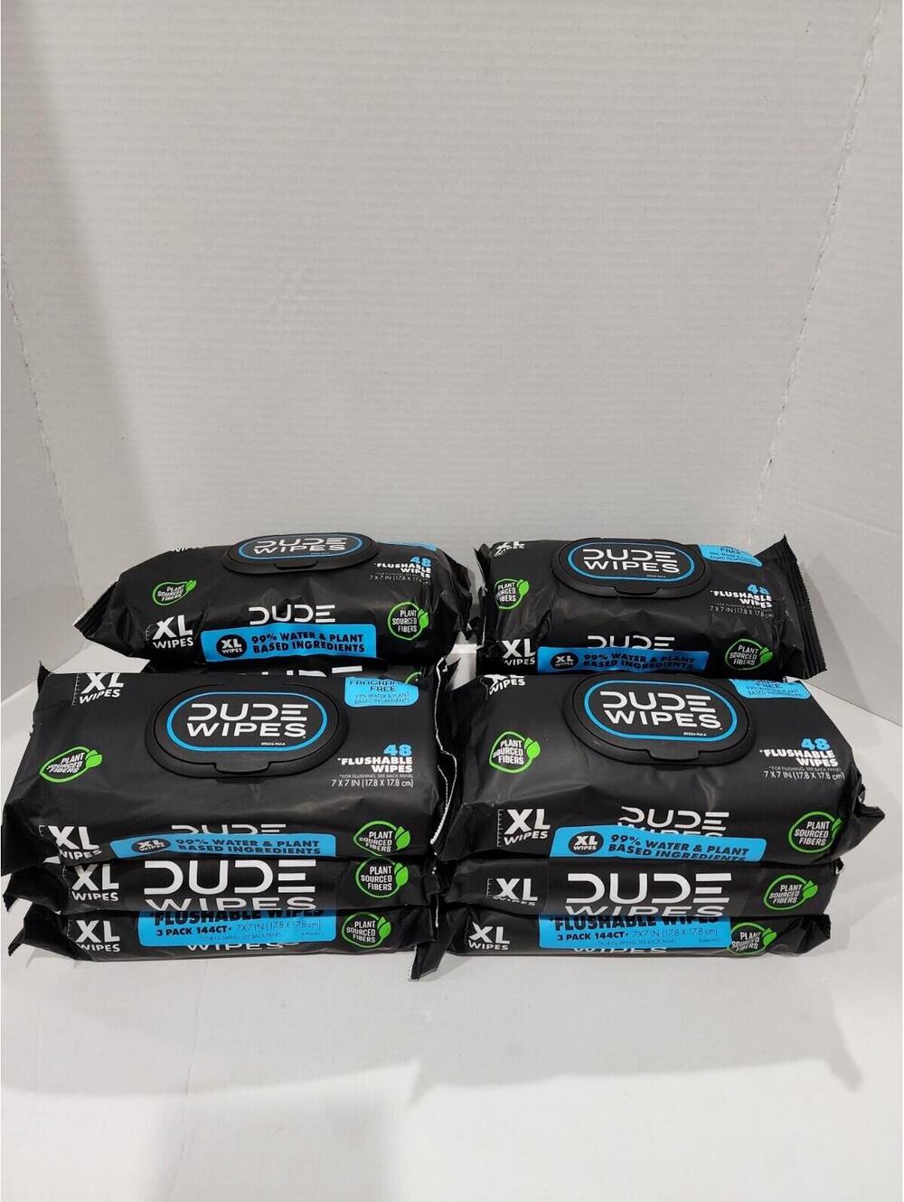 12PK DUDE Wipes - Flushable Wipes  576 Wipes total - Unscented Extra-Large Adult